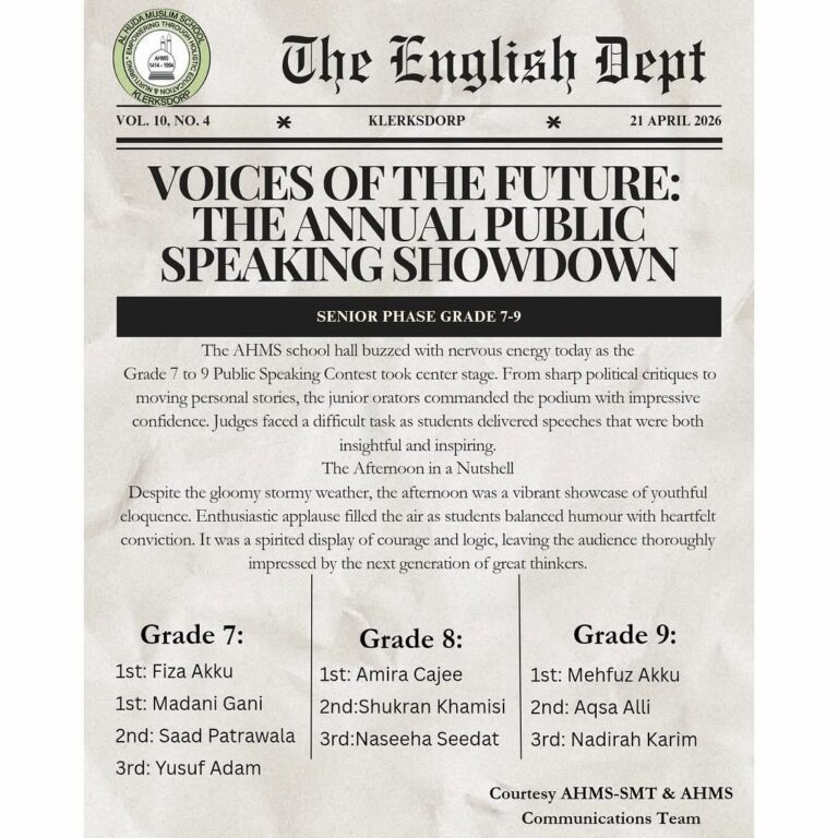 Al Huda Muslim School – Speech Contest Results